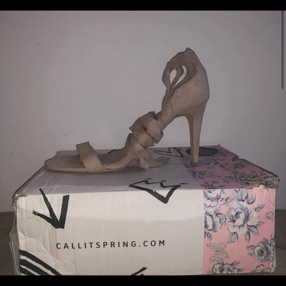 ALICE THROUGH THE LOOKING GLASS-CALL IT SPRING-BEIGE LACE UP HEELS (10)